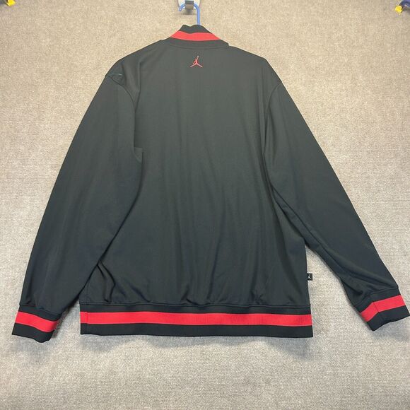 Jordan Nike Dri-Fit Jacket Men's Large Full Zip Mock Track Warm-up Black Bred - Picture 14 of 15
